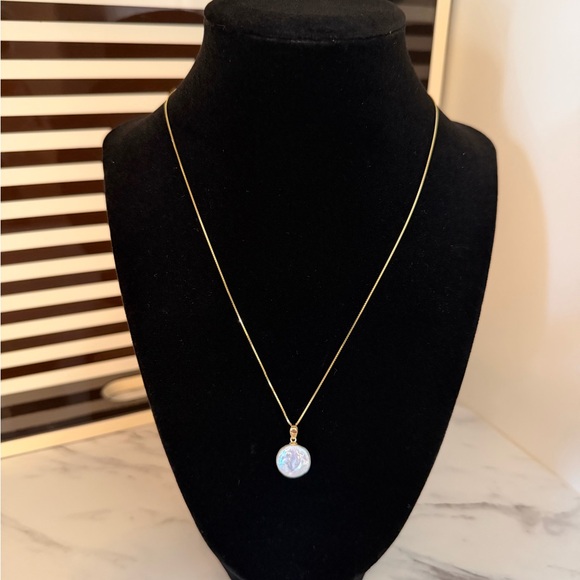 Pearl Button Coin Sterling Silver Necklace - Picture 5 of 8